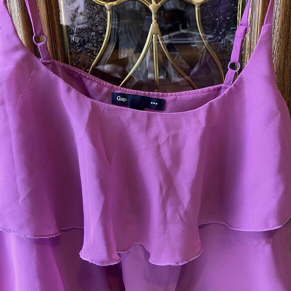 GAP Women’s Mauve Pink Sleeveless Ruffle Shirt Cotton Tank Top Size S EUC - Picture 2 of 8